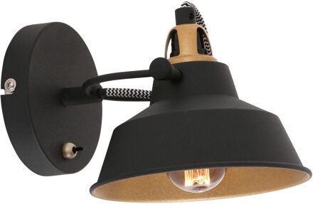 Nové wandlamp zwart metaal kapdiameter: 15 cm Wit