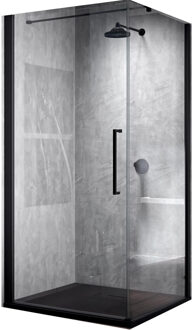 Novellini Douchecabine Novellini Young G+F met Draaideur Helder Glas 70x200 cm Mat Zwart Profiel