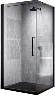 Novellini Douchecabine Novellini Young G+F met Draaideur Helder Glas 80x200 cm Mat Zwart Profiel