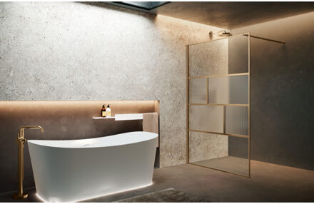 Novellini H art Inloopdouche - 120x200cm - Ribbelglas linea 2 - Brushed bronze (brons) harthc120-93q Brons geborsteld