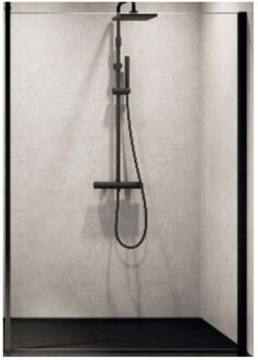 Novellini Inloopdouche Novellini Kuadra H 60x200 cm Helder Glas Mat Zwart Profiel Wit Chroom
