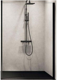 Novellini Inloopdouche Novellini Kuadra H 75x200 cm Helder Glas Mat Zwart Profiel