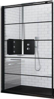 Novellini Inloopdouche Novellini Kuadra H Stripes Helder Glas Mat Zwart Profiel (alle maten)