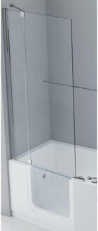 Novellini Iris Combi badwand met vast segment links 86x150cm chroom profiel en helder glas IRIS2V80S1K