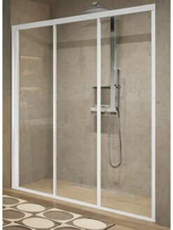 Novellini Lunes 2.0 schuifdeur 3-delig 3P 90/96x195cm matchroom/helder LUN3P901B Chroom mat