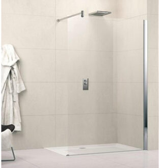 Novellini Lunes inloopdouche H 108 110x195cm met muursteun 100cm mat chroom profiel en helder glas LUNESH1101B Chroom mat