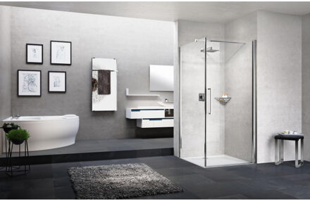 Novellini Young 2.0 deur voor zijwand 101-103cm helder matchroom y2g101-1b Chroom mat