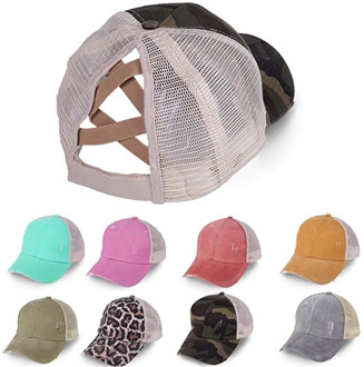 Novelty Criss Cross Ponytail Hat Unisex Ponytail Messy Buns Trucker Plain Cap Print Baseball Visor Hat casquette queue de cheval