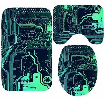 Novelty Printplaat Vloermat Voor Wc Pc Printplaat Print Badkamer Badmat Tapijt Tapijt 3 Pcs Douche matten Voor Ingenieur groen / 40x60cm 3stk