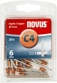 Novus Blindklinknagel C4 X 6mm, Koper | 20 stuks - 045-0038 045-0038