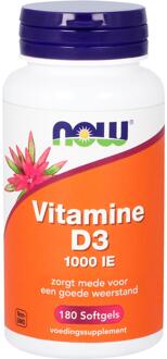 Now Foods Foods - Vitamine D3 1000 IU - Belangrijk voor Immuunsysteem en Spierwerking - 180 Softgels