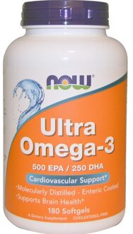 Now Foods Ultra Omega 3, Enteric Coating - 180 softgels - Now Foods  - Visolie - Voedingssupplement