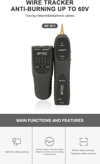 NOYAFA NF-811 RJ45 Network Cable Tester RJ11 Telephone Wire Tracker Toner Ethernet LAN Cable Detector Line Continuity Test Tool
