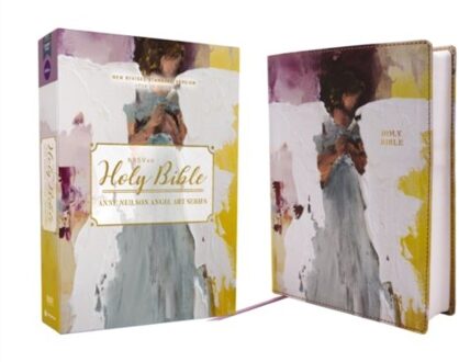 Nrsvue, Holy Bible, Anne Neilson Angel Art Series, Leathersoft, Multi-Purple, Comfort Print