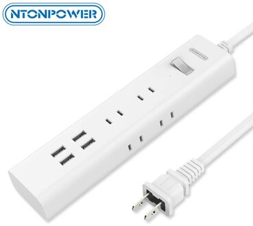 NTONPOWER Japan Plug Power Strip met USB Charger 4 Poorten Smart Opladen 6 AC Outlets Individuele Schakelaar-1.5 M verlengsnoer