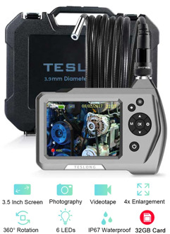 NTS150 1.0MP HD 3.5" LCD Monitor Car Endoscope Sewer Inspection Camera 5.5mm 3.9mm Diameter Snake Tube Borescope 6 LEDS 720p