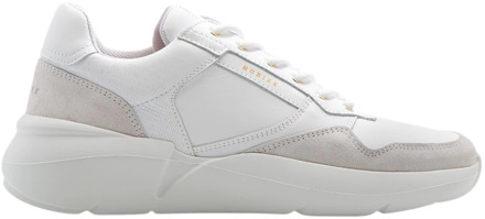 Nubikk Geometrisch Gestikte Leren Sneakers Nubikk , White , Dames - 39 Eu,41 Eu,40 Eu,38 Eu,37 EU
