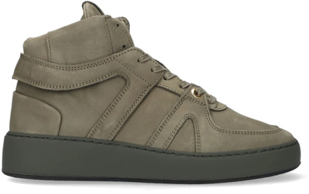 Nubikk Jiro Dunk sneaker van nubuck Khaki - 37