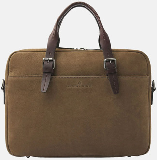 Nubuck laptoptas 15 inch taupe