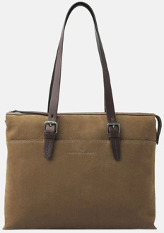 Nubuck schoudertas 15 inch taupe - No Size