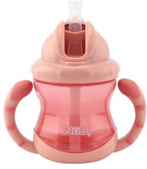 Nûby No-Spill Nûby rietjesbeker met handvaten Flip-It 240ml vanaf 12 maanden in roze Roze/lichtroze - 125ml-250ml