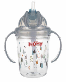 Nûby Nuby Flip-it Tritan Beker Met Handvatten - 240 Ml - Grijs - 12 Maanden +