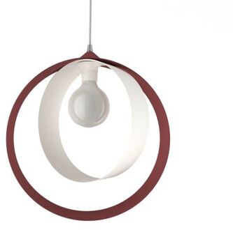 Nucleo Hanglamp, 1x E27, Metaal, Rood Cowhide/wit Mat, D.40cm