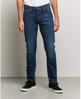 Nudie Jeans Slim Fit Organische Denim Jeans met Versleten Details Nudie Jeans , Blue , Heren - W36,W33,W34,W31