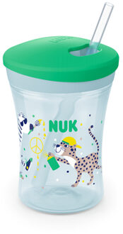 NUK Action Cup zacht drinkrietje, lekvrij vanaf 12 maanden groen - 125ml-250ml