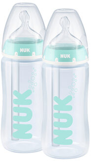 NUK Babyfles First Choice ⁺ Anti-Colic 300 ml, Temperatuur Control in een dubbele verpakking Groen - 260ml-350ml