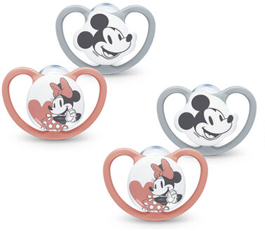 NUK Fopspeen Space Disney Mickey 18-36 maanden, 4 st. in grijs/rood