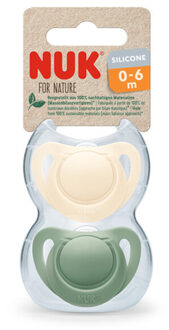 NUK Fopspeen Voor Nature Siliconen 0-6 maanden groen/crème 2-pack