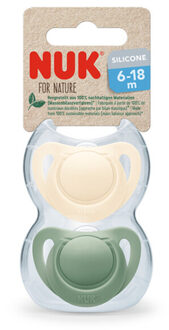 NUK Fopspeen Voor Nature Siliconen 6-18 maanden groen/crème 2-pack