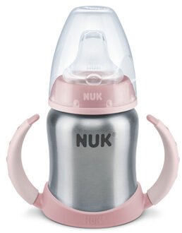 NUK Learner Cup rvs 125ml siliconen roze Roze/lichtroze