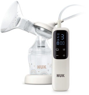 NUK Soft & Easy elektrische enkele borstkolf met oplaadbare batterij en zachte borstspenen incl. Perfect Match 150ml babyflesje Wit