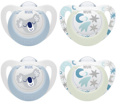 NUK Soother Star Day & Night , maat 1 in blauw/lichtblauw
