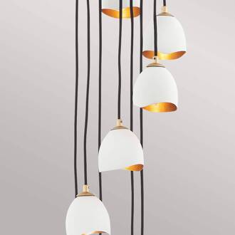 Nula hanglamp, schelp wit/goud, 12-lamps schelp wit, goud