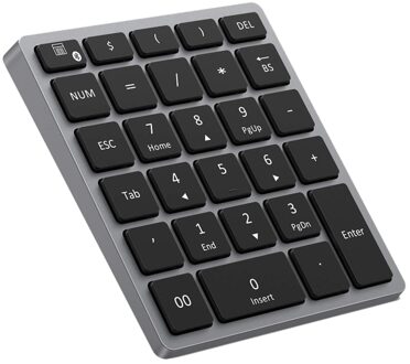Numeriek Toetsenbord Oplaadbare, Draagbare Draadloze Bluetooth 28-Key Nummer Pad Voor Tablet, Laptop, Notebook, pc, Desktop (Grijs)