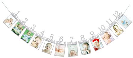 Nummer Frame Kids Decoraties 1-12 Maand Baby Foto Houder Foto Banner Maandelijkse Fotolijst Muur Baby foto Map Zilver