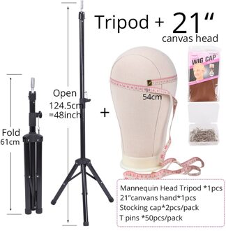 Nunify Zwart Statief Met Canvas Hoofd Training Mannequin Oefenpop Hoofd Styling Maken Pruik Houder 50 Stuks T Naald 21duim zwart