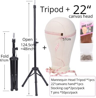 Nunify Zwart Statief Met Canvas Hoofd Training Mannequin Oefenpop Hoofd Styling Maken Pruik Houder 50 Stuks T Naald 22duim zwart