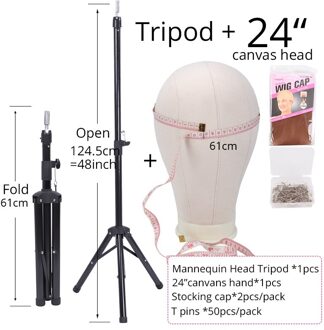 Nunify Zwart Statief Met Canvas Hoofd Training Mannequin Oefenpop Hoofd Styling Maken Pruik Houder 50 Stuks T Naald 24duim zwart