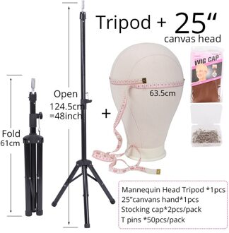 Nunify Zwart Statief Met Canvas Hoofd Training Mannequin Oefenpop Hoofd Styling Maken Pruik Houder 50 Stuks T Naald 25duim zwart