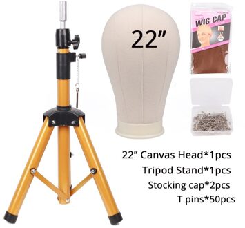 Nunify Zwart Statief Met Canvas Hoofd Training Mannequin Oefenpop Hoofd Styling Maken Pruik Houder 50 Stuks T Naald glod 22duim