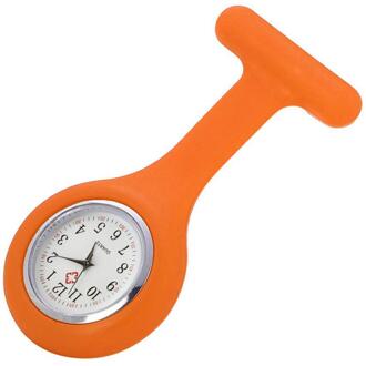 Nurse Watch Pocket Horloges Voor Meisjes Siliconen Verpleegster Horloge Broche Tuniek Eenvoudige En Stijlvolle Horloge Reloj De Regalo oranje