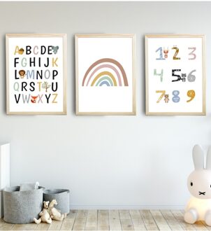 Nursery wall art canvas printing bear alpaca posters ABC Poster rainbow painting prints wall mural baby room decor