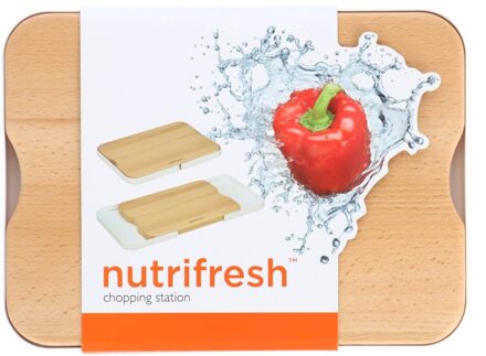 Nutrifresh houten snijplank uitschuifbaar 30.5 x 20.5 cm Bruin