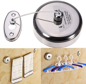 Nuttig 2.5M Zilver Intrekbare Rvs Wall Mounted Non Slip Wasserij Droger Kleding Lijn Hanger Rekken