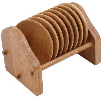 Nuttig Bamboe Coaster en Houder Set Thuis Kantoor Vergaderzaal Mokken Drinken Cup Mat Kung fu Thee Set accessoires ronde