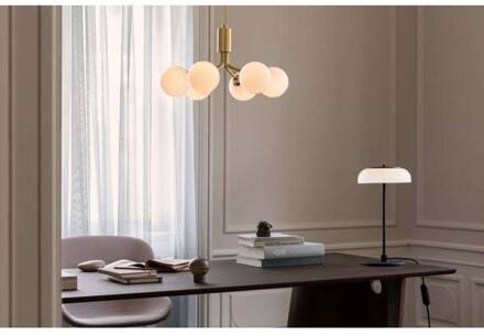 Nuura hanglamp Apiales 6, Ø 50 cm, zwart/opaal zwart, opaal